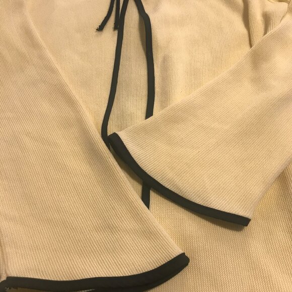 VTG Misook cardigan knit women's L yellow/black logan look retro collar - Picture 8 of 13